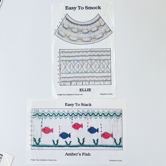 14 SMOCKING PLATES Christmas Holiday Animals Angles Baby Sewing Patterns VINTAGE - Picture 5 of 10